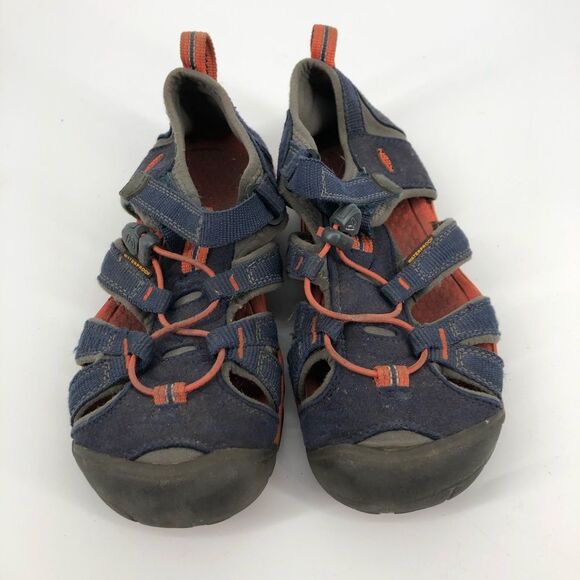 Keen Sandals Boys Size 3 Navy Blue Orange Waterproof - Picture 3 of 9